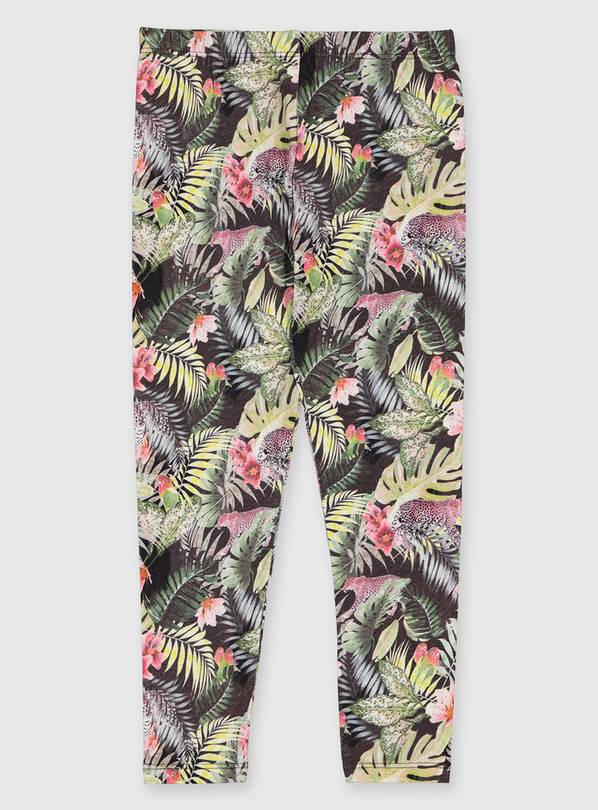 Green Tropical Print Leggings - 10 years